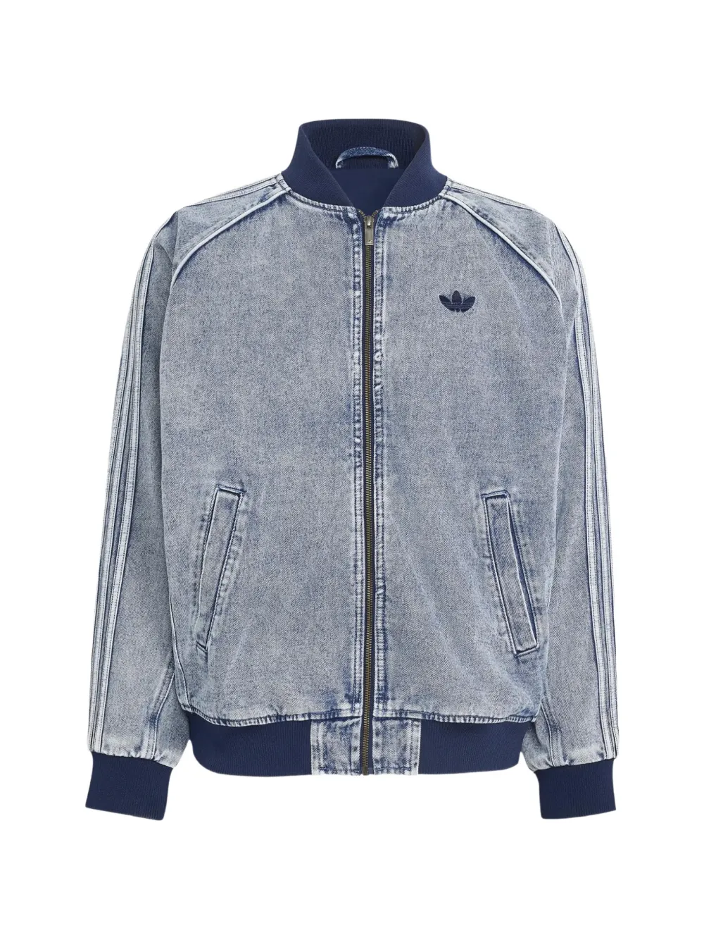 adidas logo-embroidered denim jacket - Blu