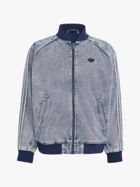 adidas chamarra de mezclilla con logo bordado