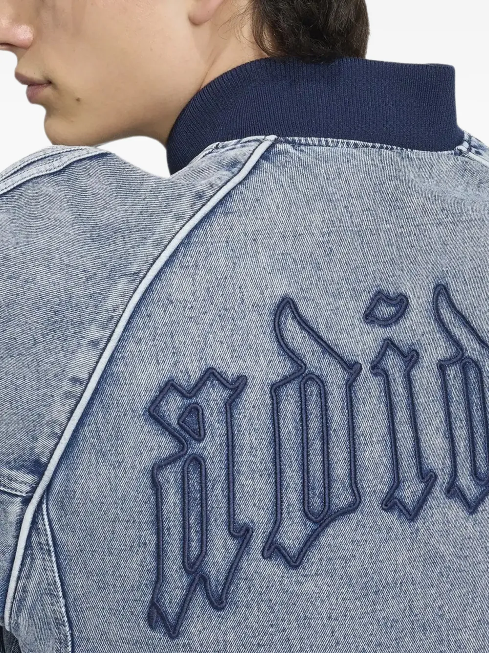 adidas logo-embroidered denim jacket Blauw