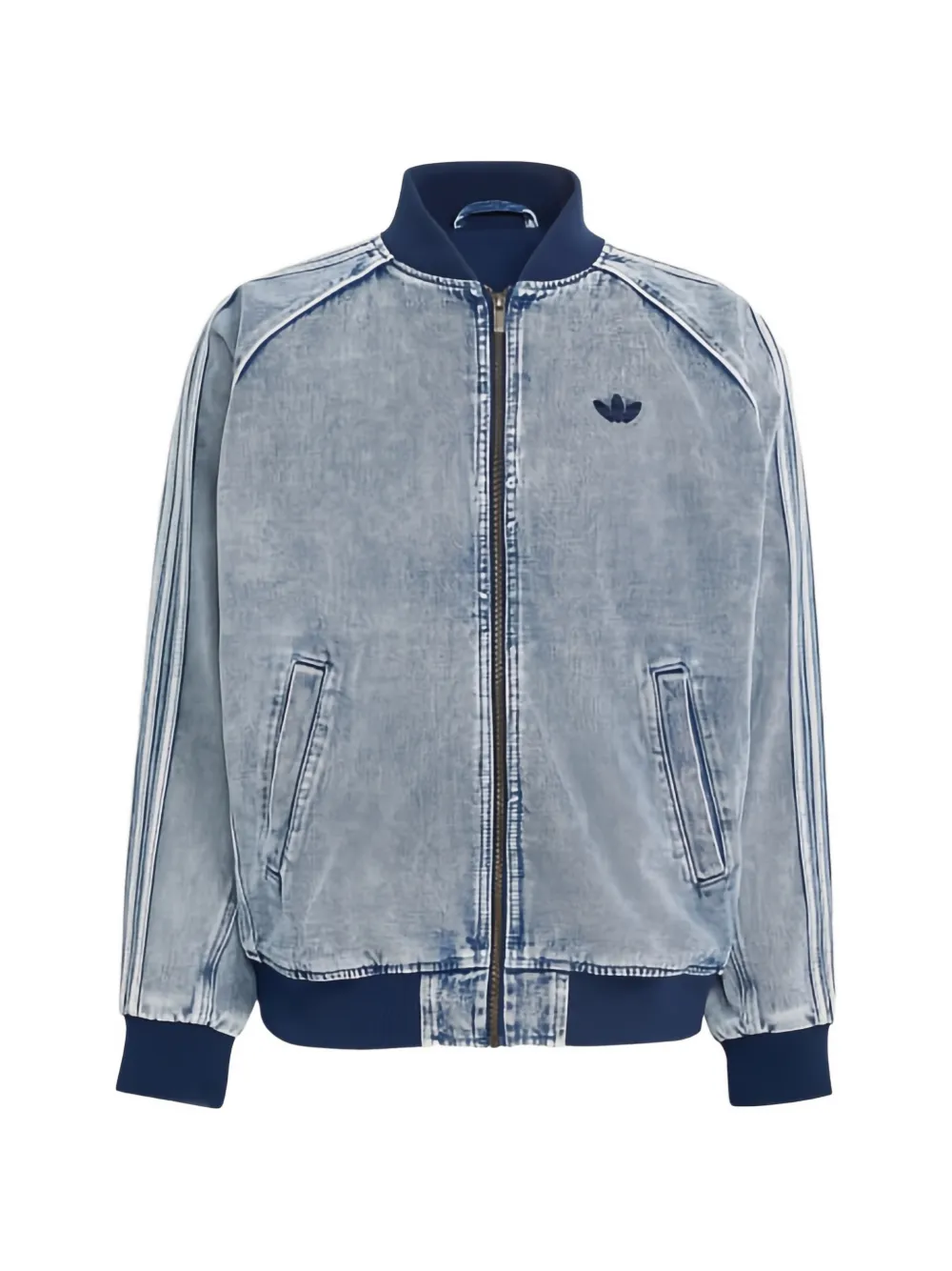 adidas logo-embroidered denim jacket - Blu