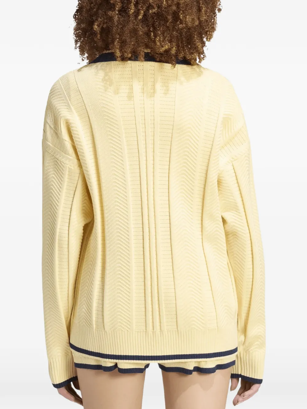 adidas chevron-knit logo-embroidered cardigan Geel