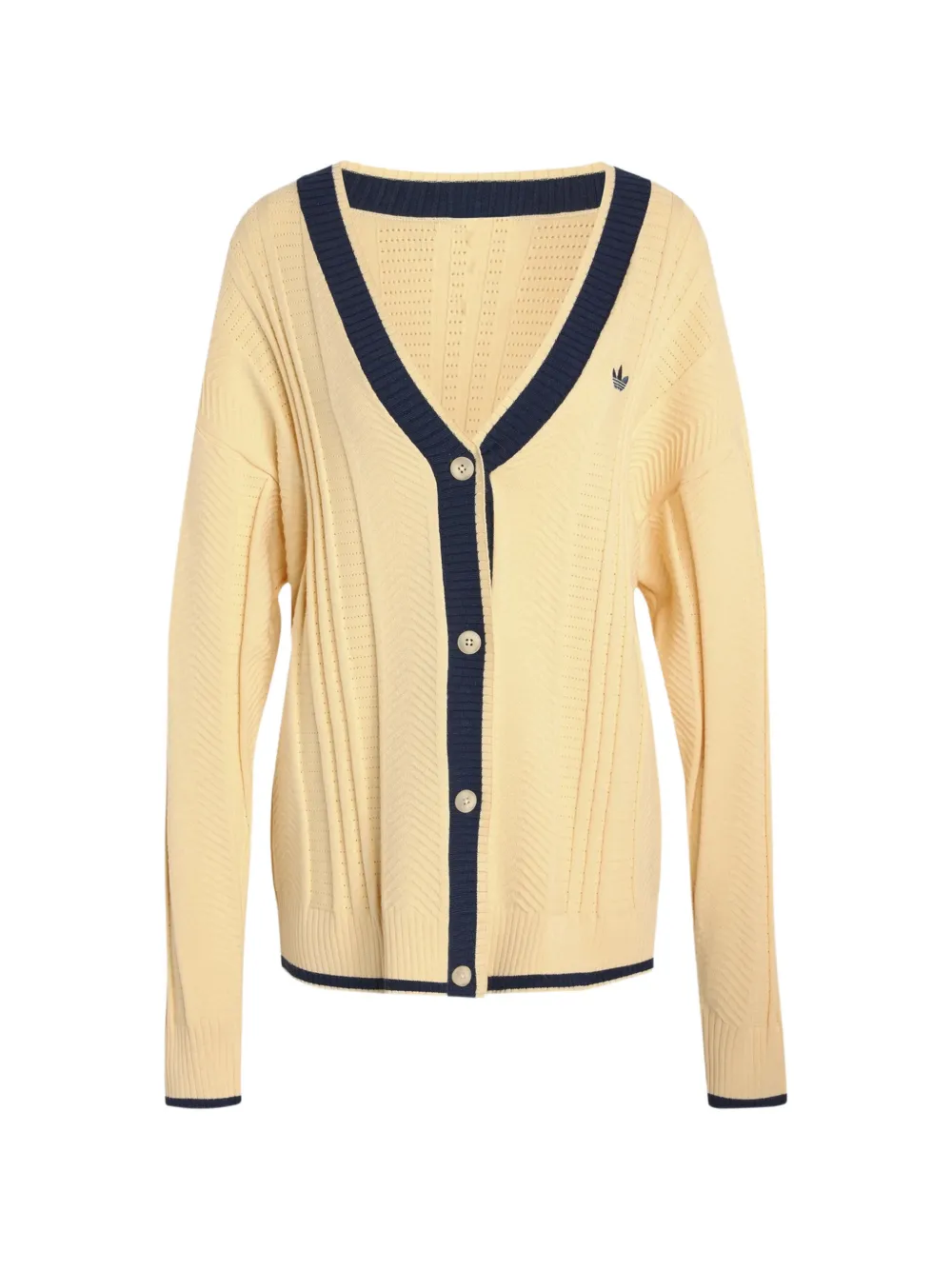 Adidas Originals Chevron-knit Logo-embroidered Cardigan In Yellow