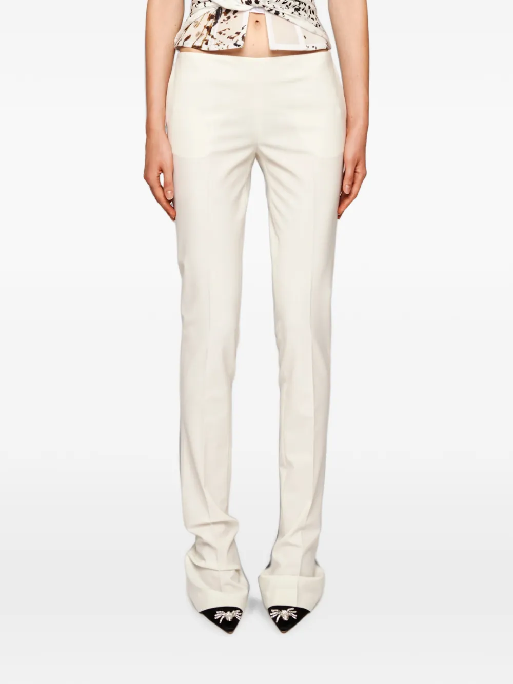 Blumarine Concealed-fastening Slim-fit Trousers In White