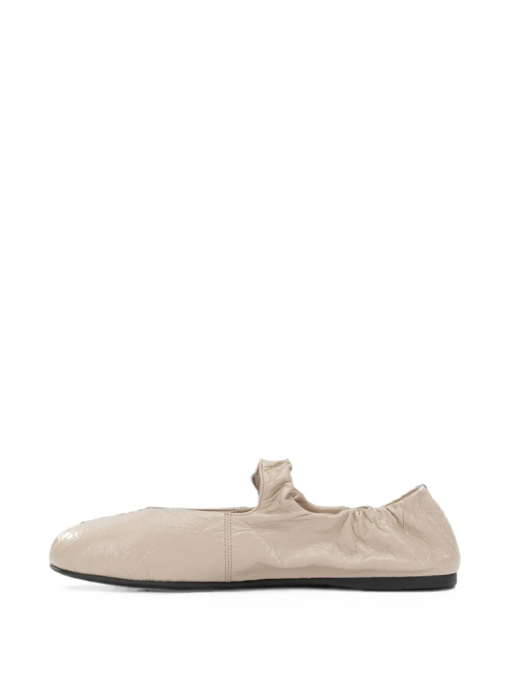 Miu crinkled-leather ballet flats Beige