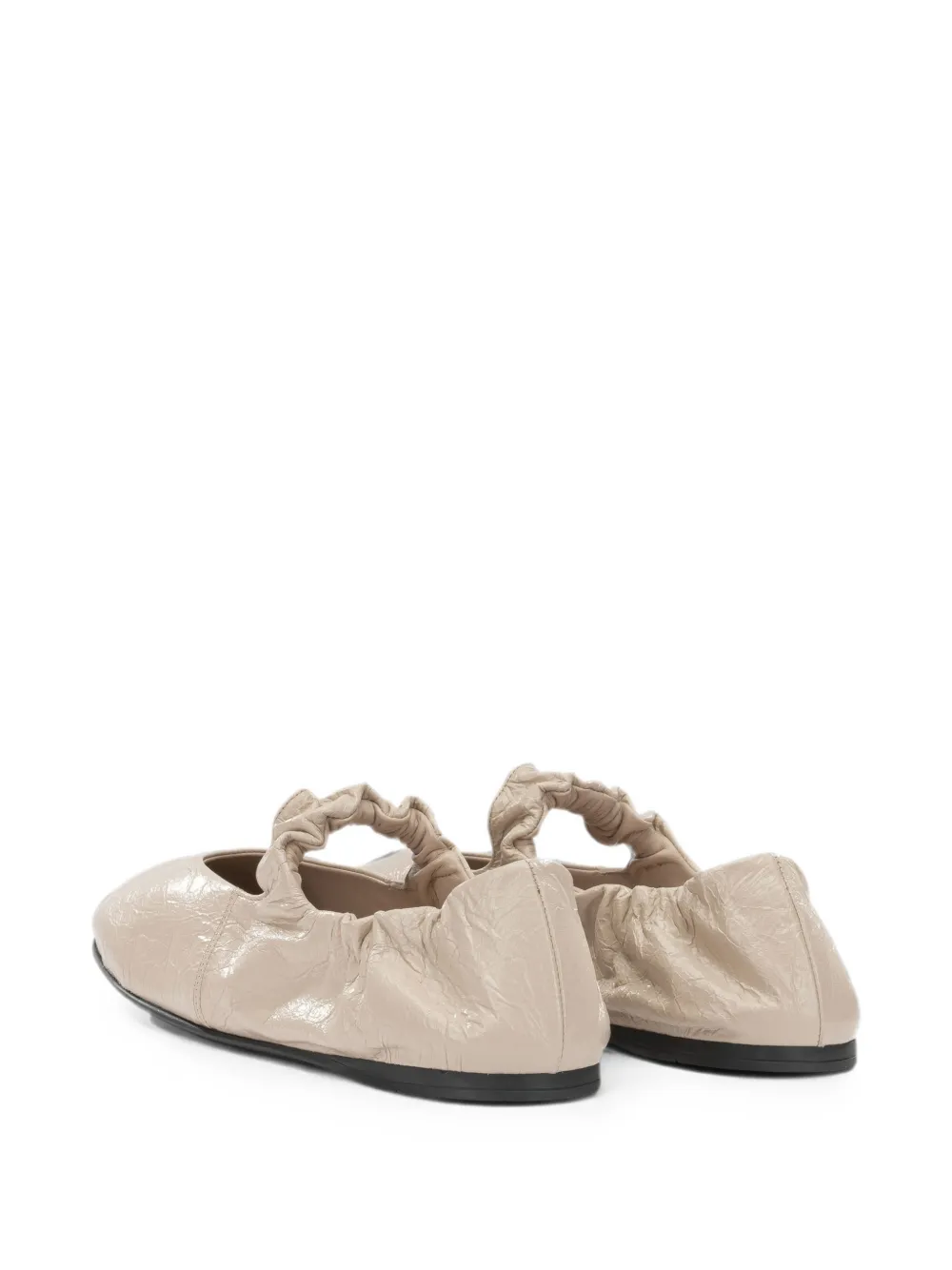 Miu crinkled-leather ballet flats Beige