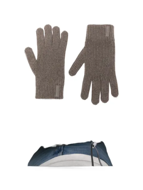 Giorgio Armani ribbed-knit logo-patch gloves