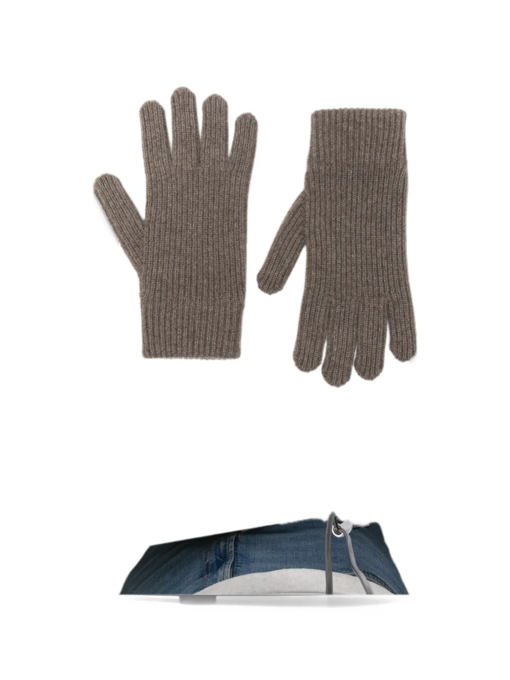 Giorgio Armani Ribgebreide handschoenen met logopatch Bruin