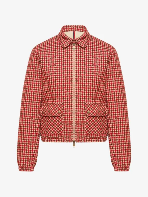 Moncler Lanset houndstooth-pattern zip-up jacket