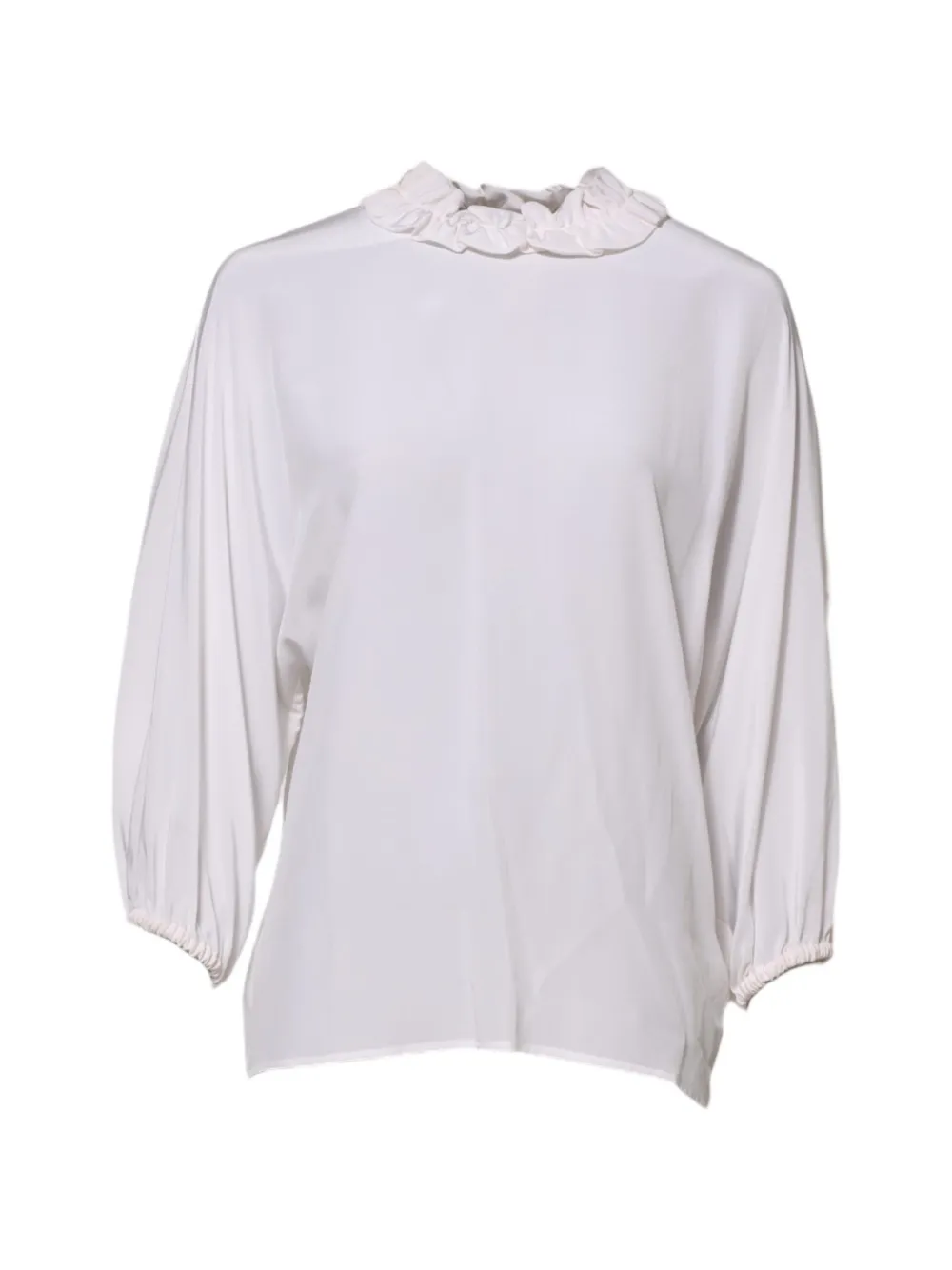 Dolce & Gabbana Blusa in seta con ruches - Bianco