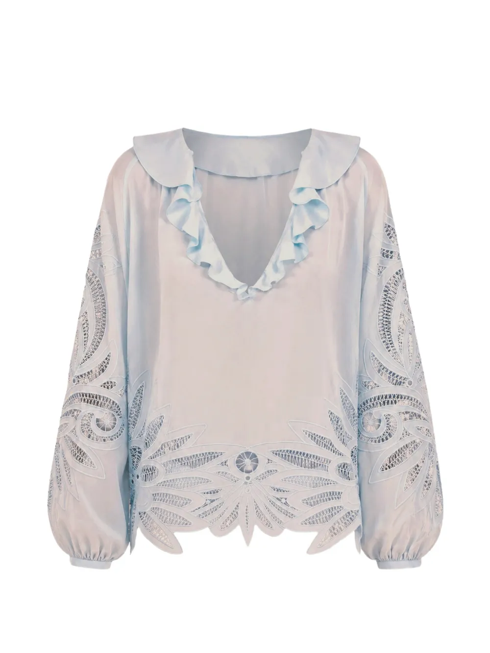 Ulla Johnson Adonis silk appliqué blouse - Blu