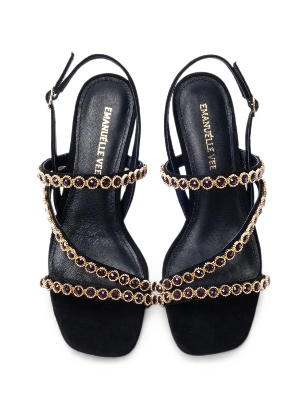 EMANUELLE VEE Rosita crystal-embellished sandals Zwart