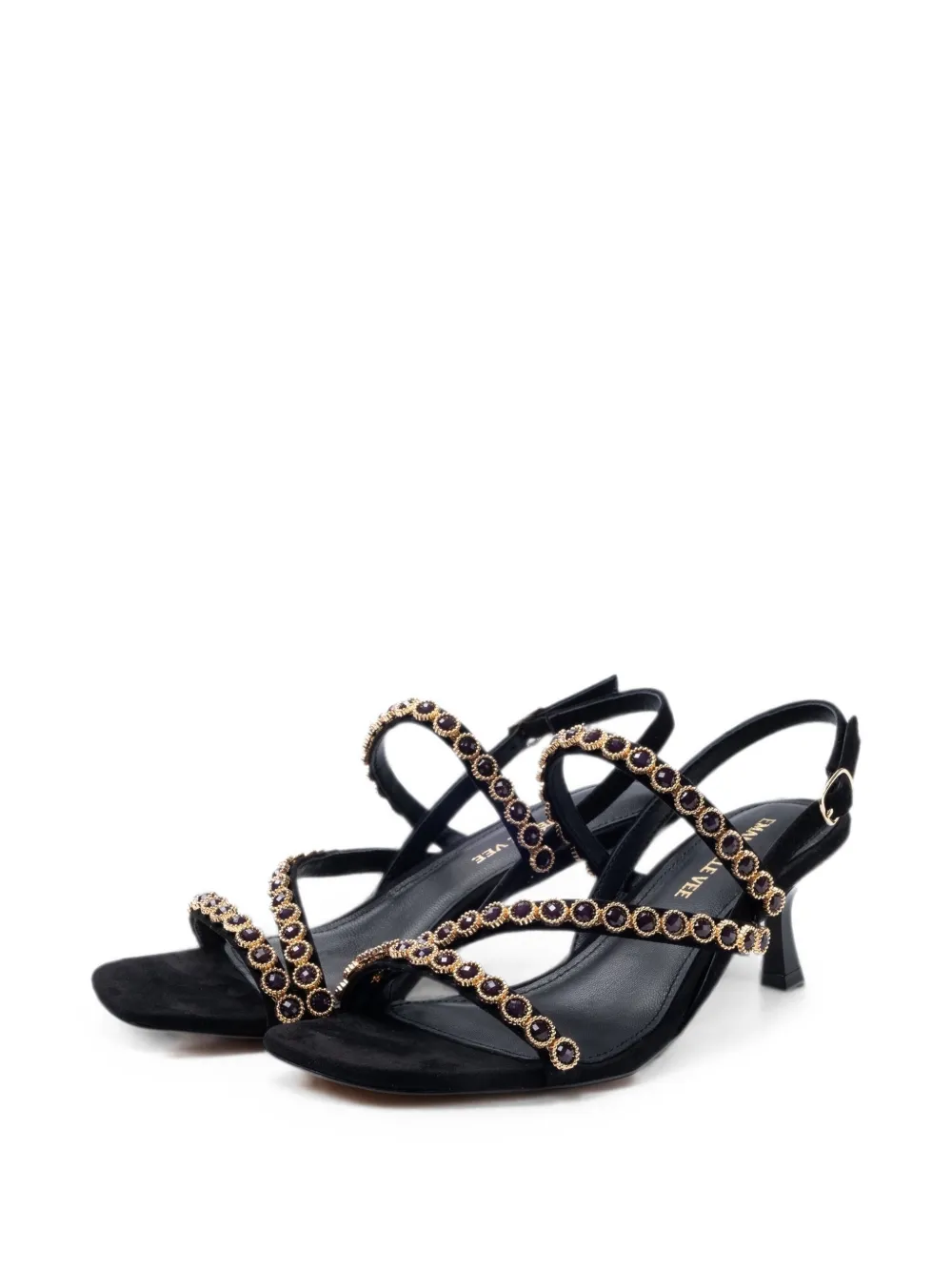 EMANUELLE VEE Rosita crystal-embellished sandals Zwart