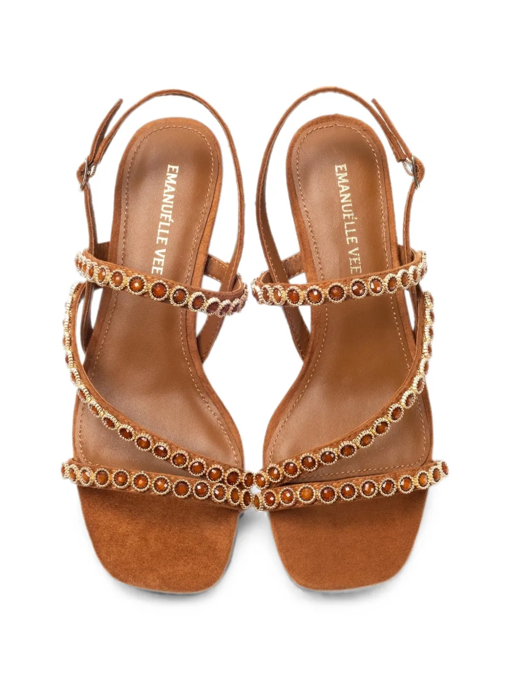 EMANUELLE VEE Rosita crystal-embellished sandals Bruin