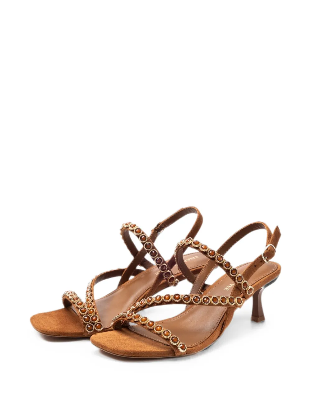 EMANUELLE VEE Rosita crystal-embellished sandals Bruin