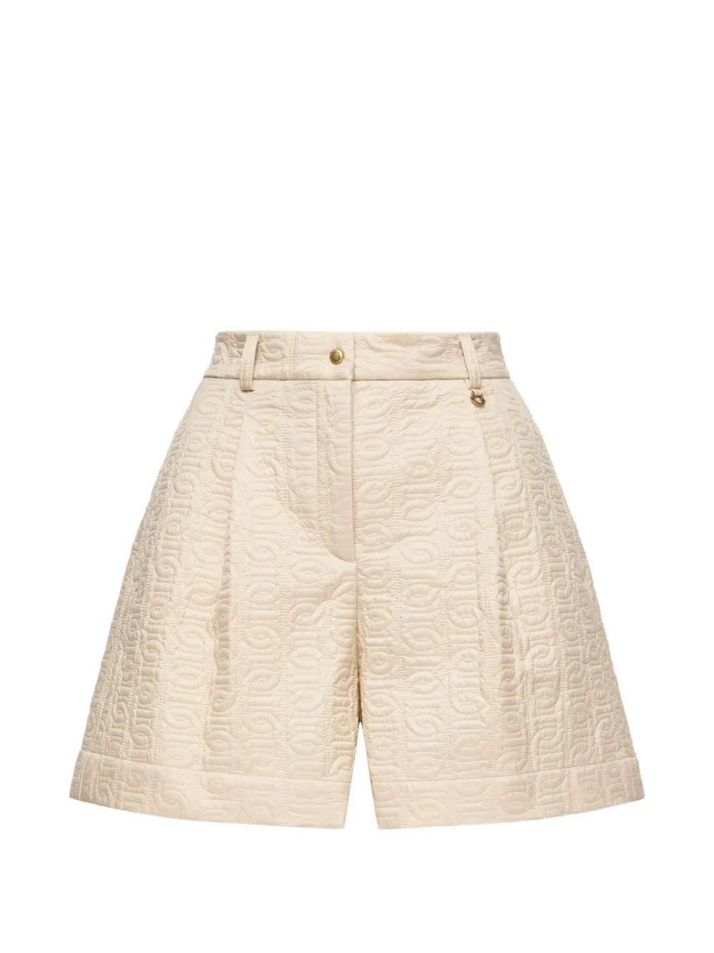 Moncler Leren shorts met logo Beige