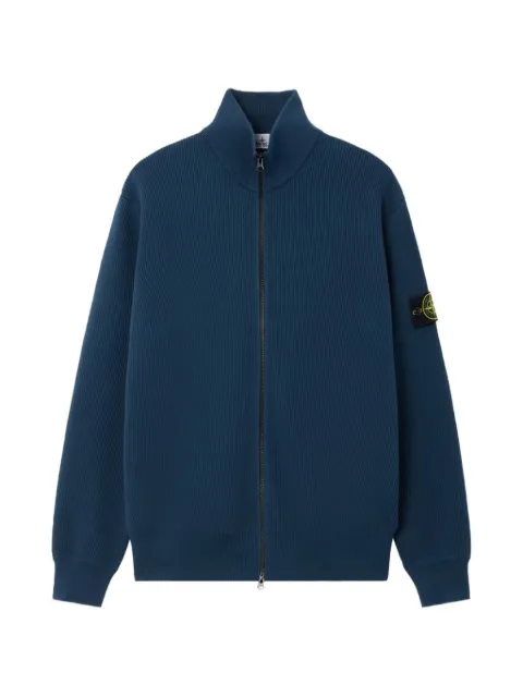 Stone Island logo-patch ribbed-knit zip-fastening cardigan