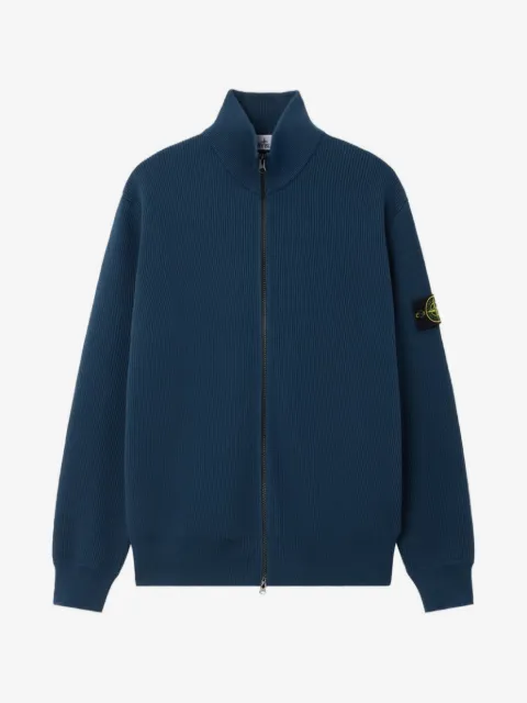 Stone Island cárdigan tejido de canalé con parche del logo