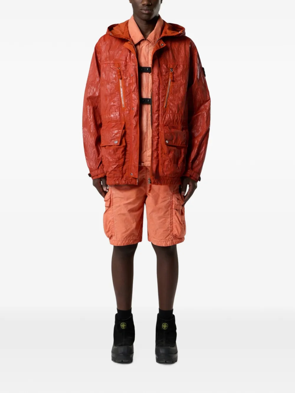 Stone Island Q100027 Slick Tela-TC nylon jack Oranje