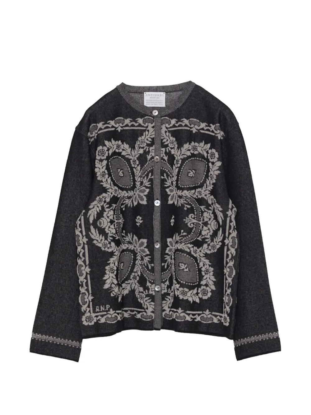 Antipast Floral-intarsia Cardigan In Gray