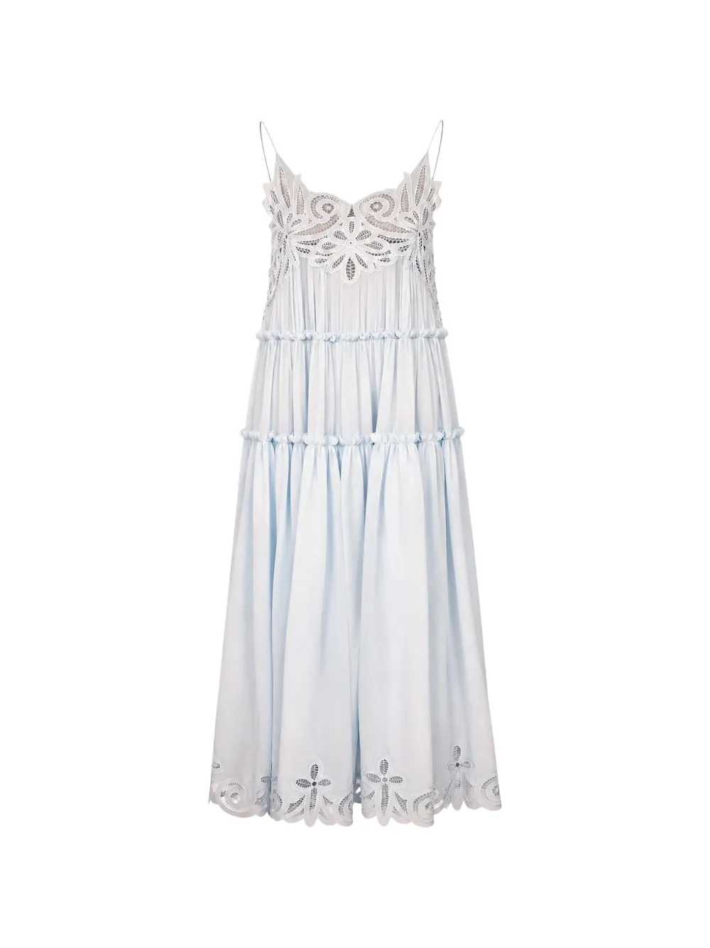 Ulla Johnson Filippa lace-appliqué silk maxi dress - Blu