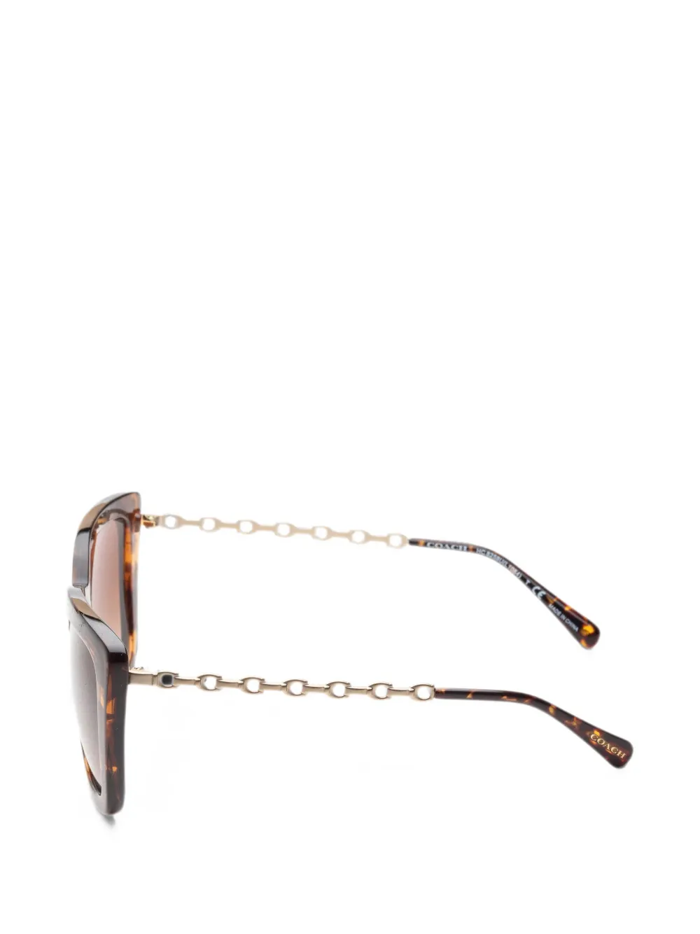 Coach Zonnebril met schildpadschild-design en schakelketting Bruin
