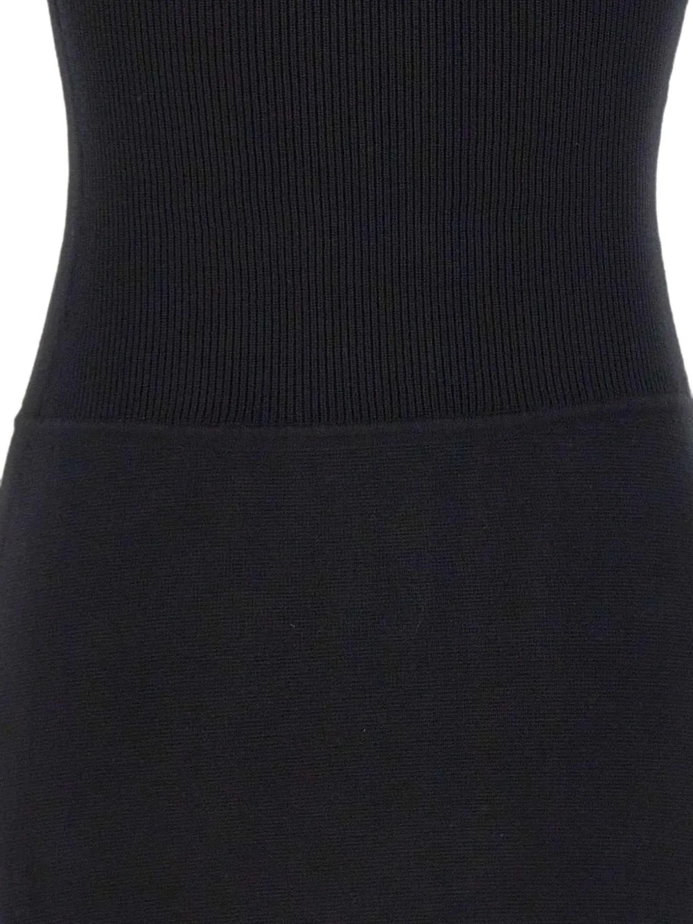 Elisabetta Franchi Jurk met gestrikte hals en knoop-detail Zwart