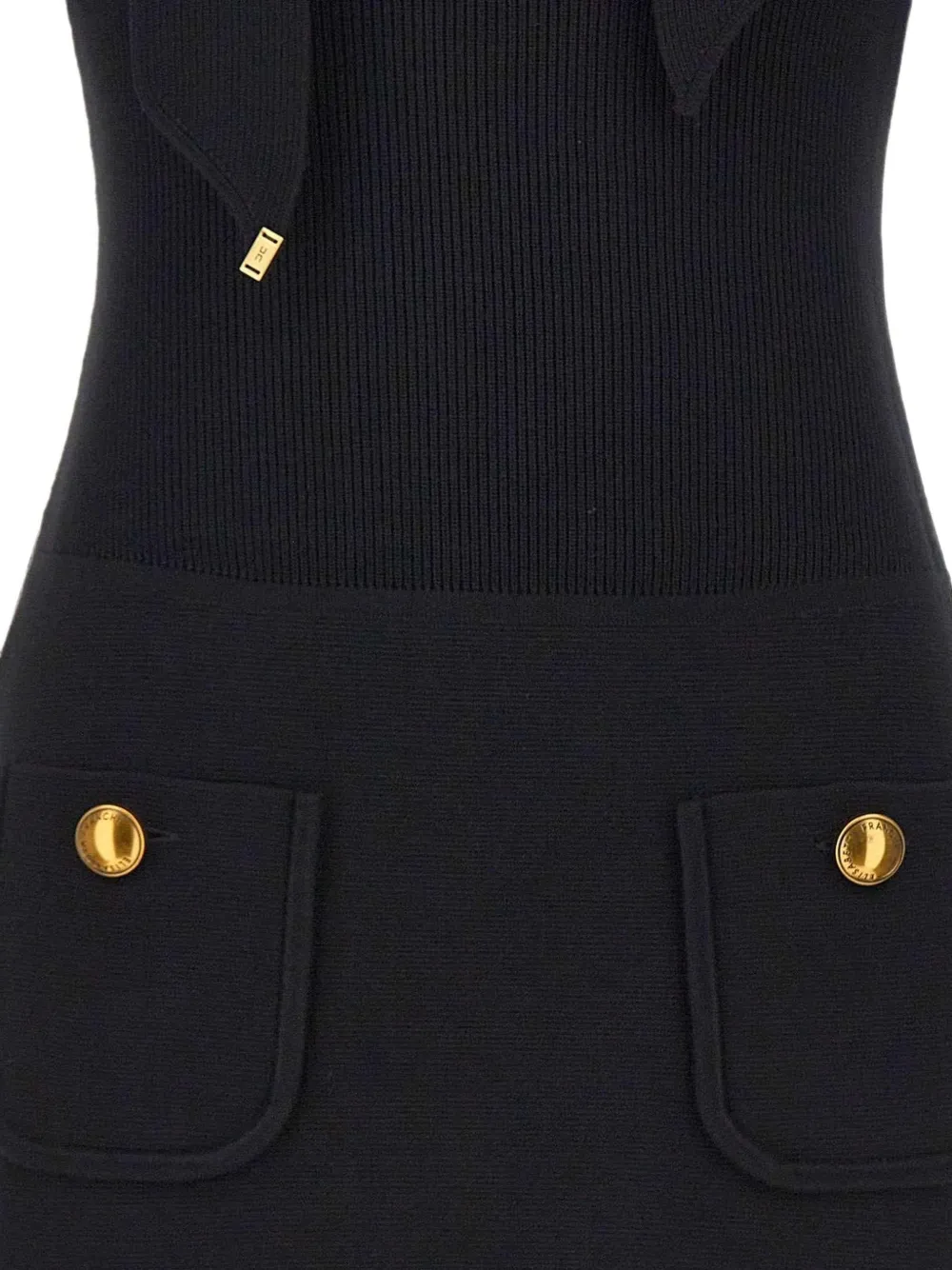 Elisabetta Franchi Jurk met gestrikte hals en knoop-detail Zwart