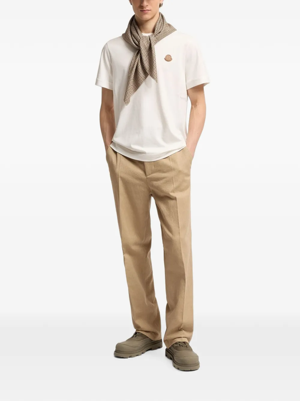 Moncler Katoenen T-shirt met logo Wit
