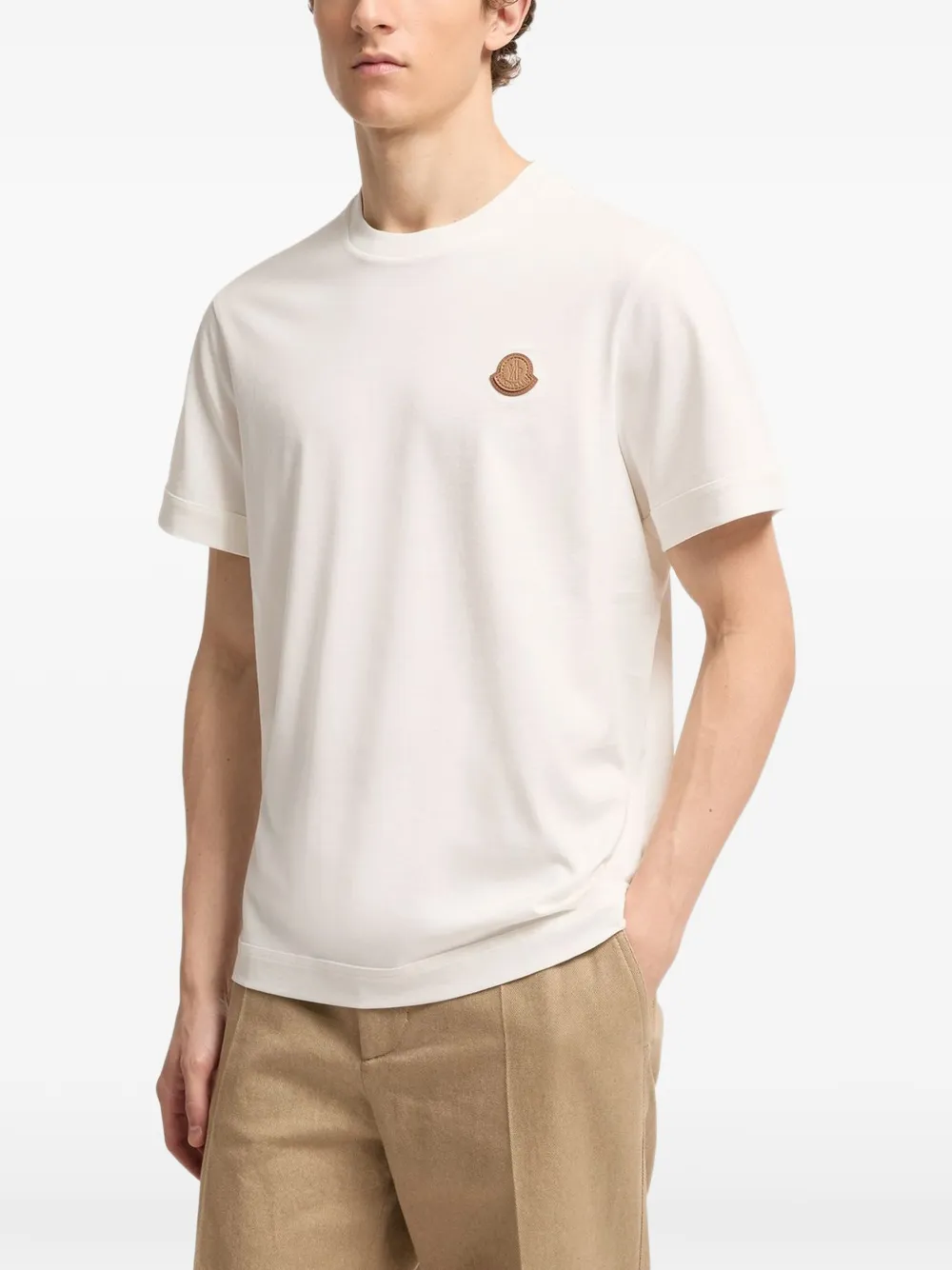 Moncler double leather logo cotton T-Shirt