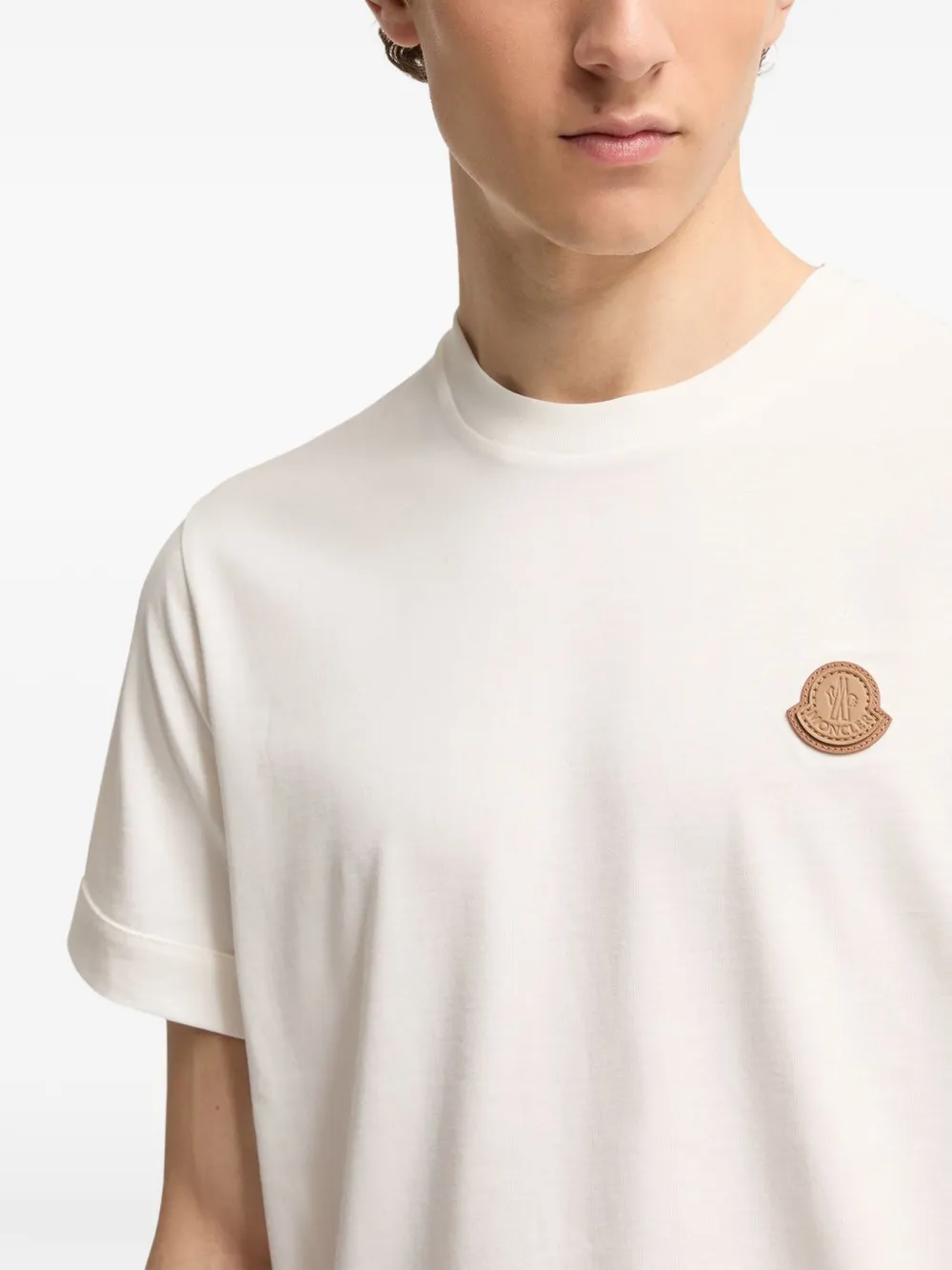 Moncler Katoenen T-shirt met logo Wit