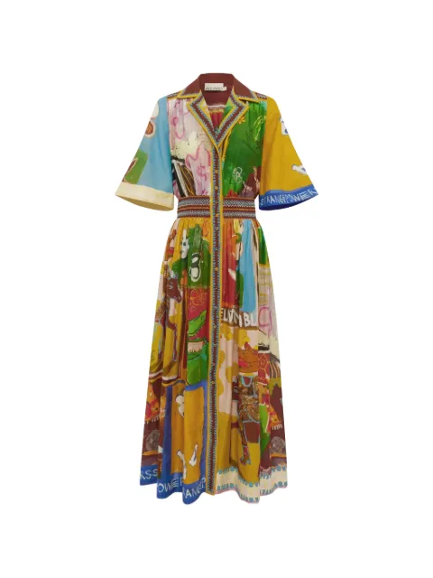 ALEMAIS Mlak graphic-print button-down maxi dress