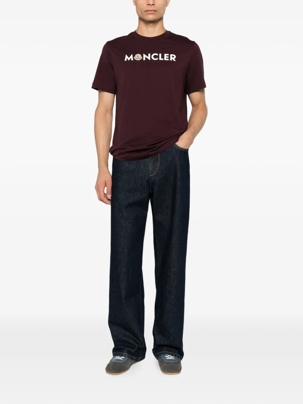 Moncler T-shirt met logoprint Rood