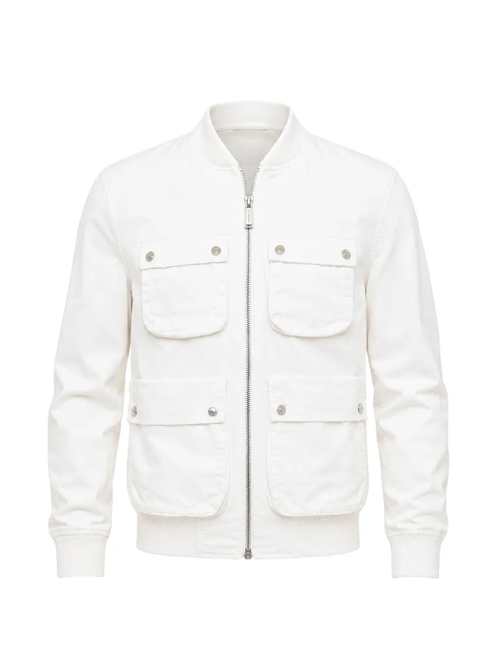 DSQUARED2 distressed utility-pockets cotton bomber jacket - Weiß