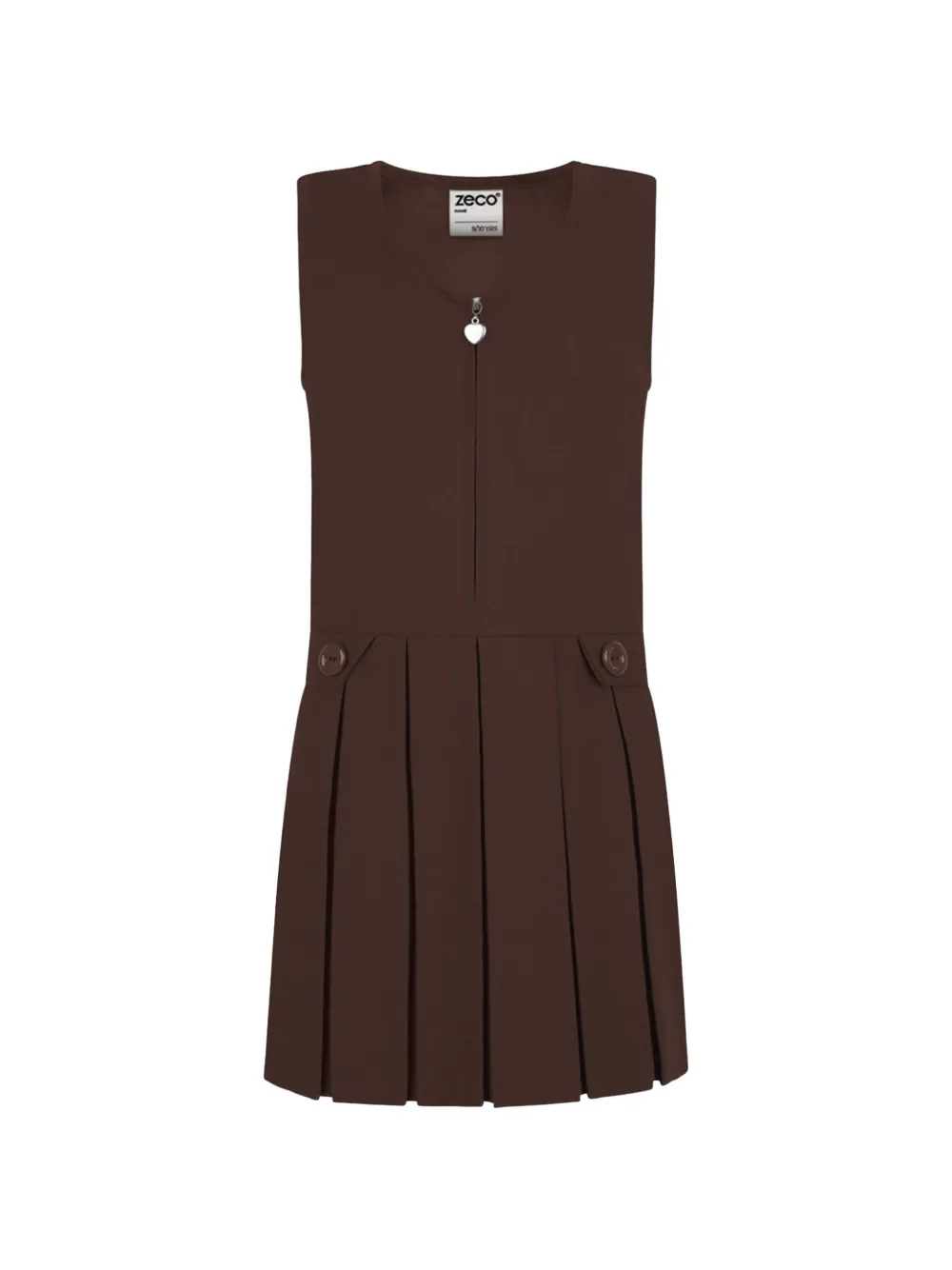 Zeco Schoolwear kids robe plissée à design sans manches - Marron