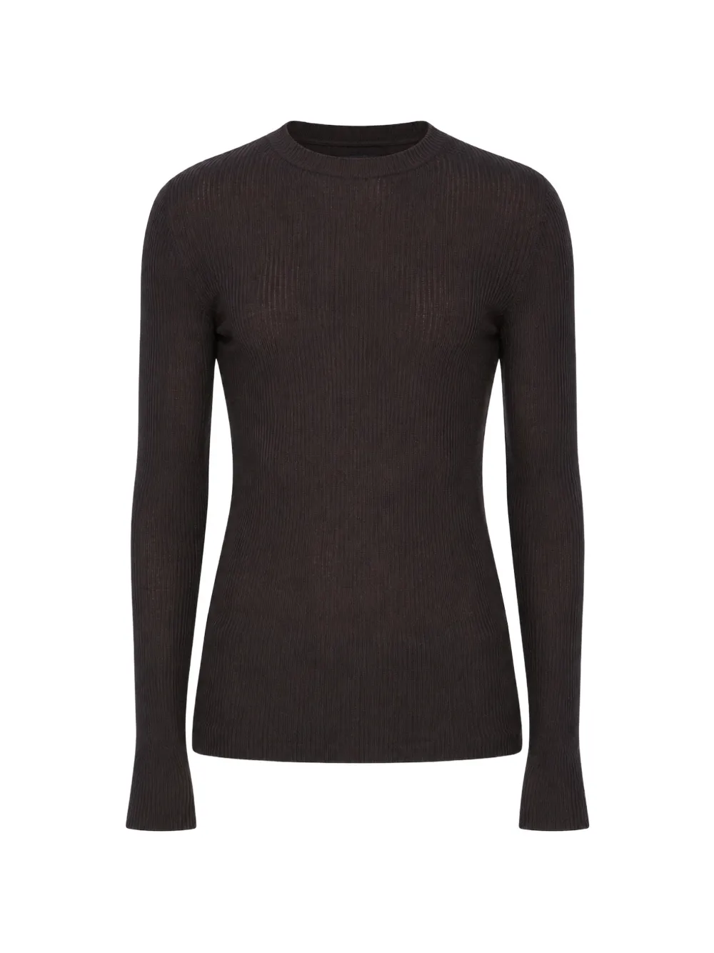 Rick Owens Ribbed Long-sleeve Sweater In Brown