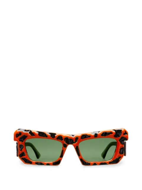 Kuboraum leopard-print rectangle-frame sunglasses