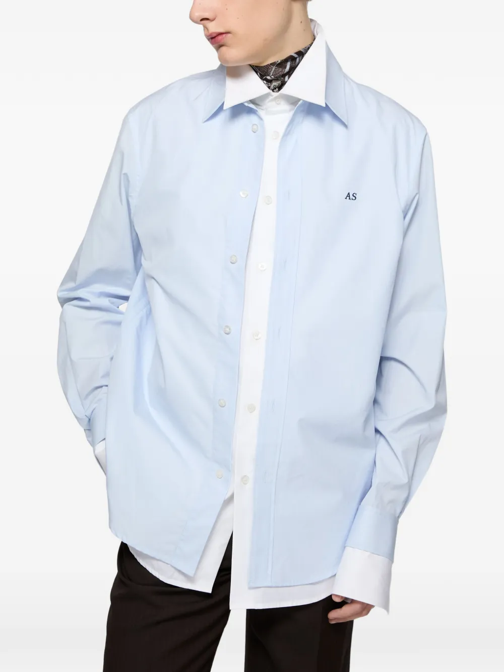 Acne Studios T-shirt met gelaagd-effect en logo-borduurwerk Blauw