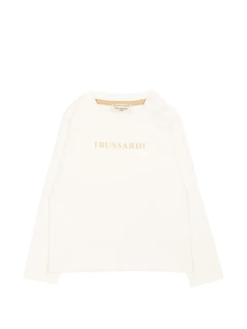 TRUSSARDI JUNIOR logo-print shoulder-button T-shirt