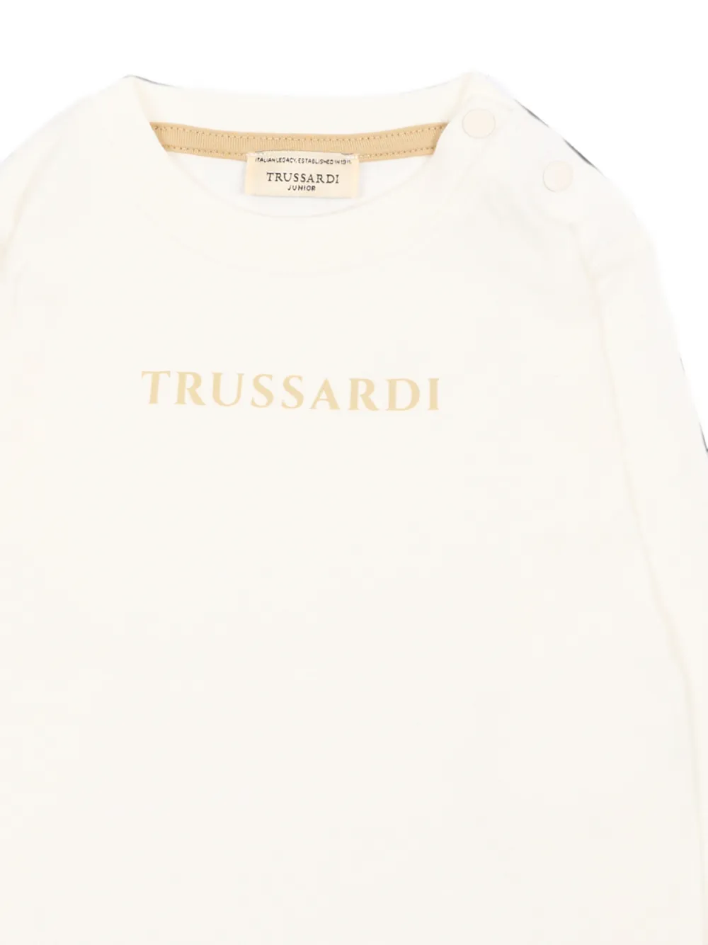 TRUSSARDI JUNIOR T-shirt met logoprint en knoop op de schouders Beige