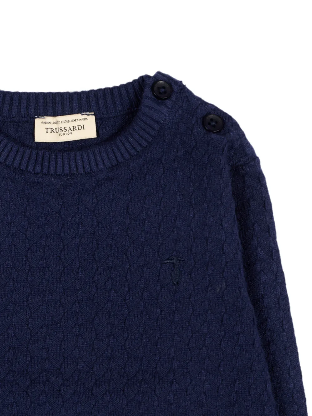 TRUSSARDI JUNIOR Kabelgebreide trui met knoopsluiting Blauw