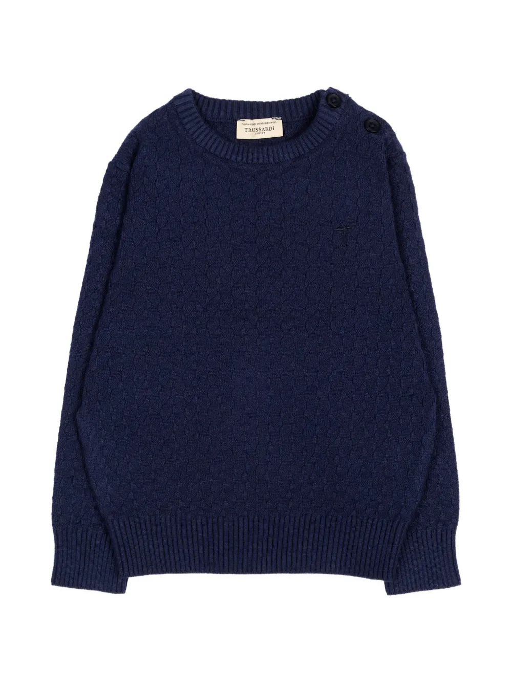 TRUSSARDI JUNIOR cable-knit button-fastening sweater - Blu
