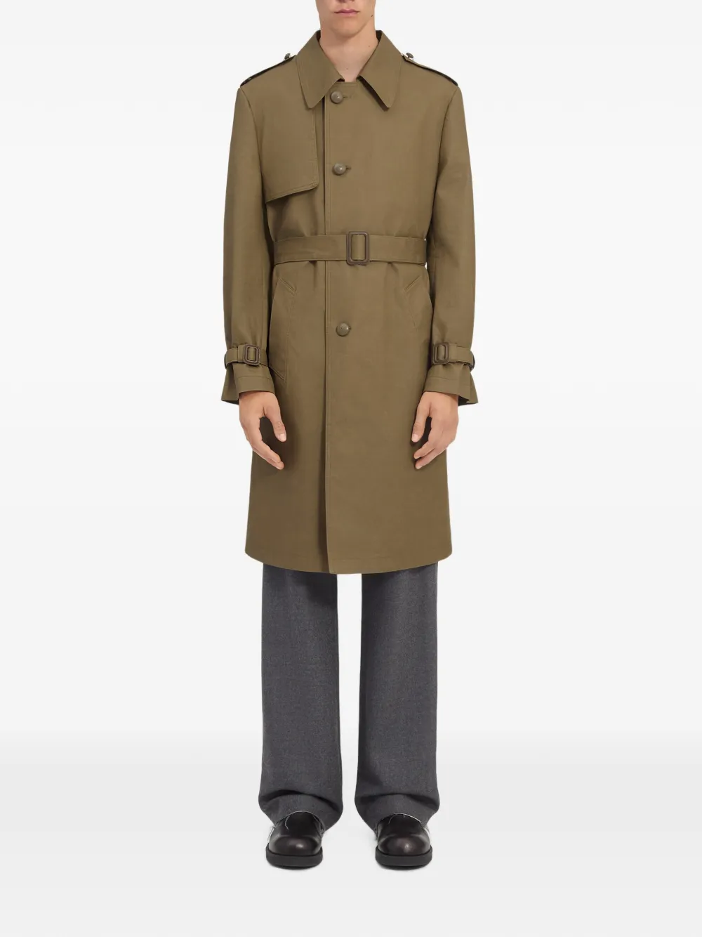 MM6 Maison Margiela Katoenen trenchcoat met verborgen sluiting Groen