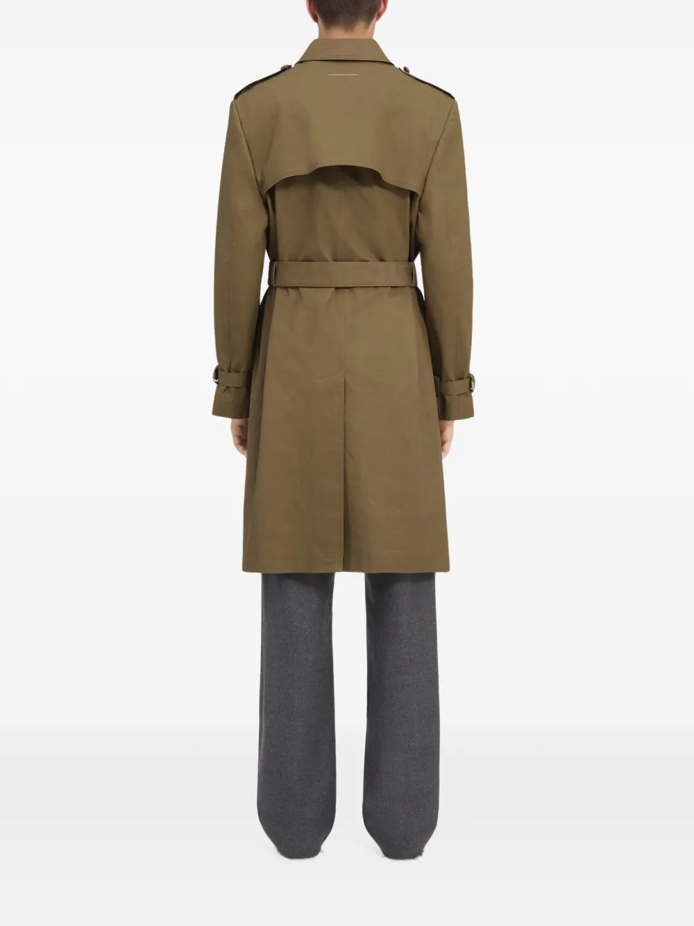 MM6 Maison Margiela Katoenen trenchcoat met verborgen sluiting Groen