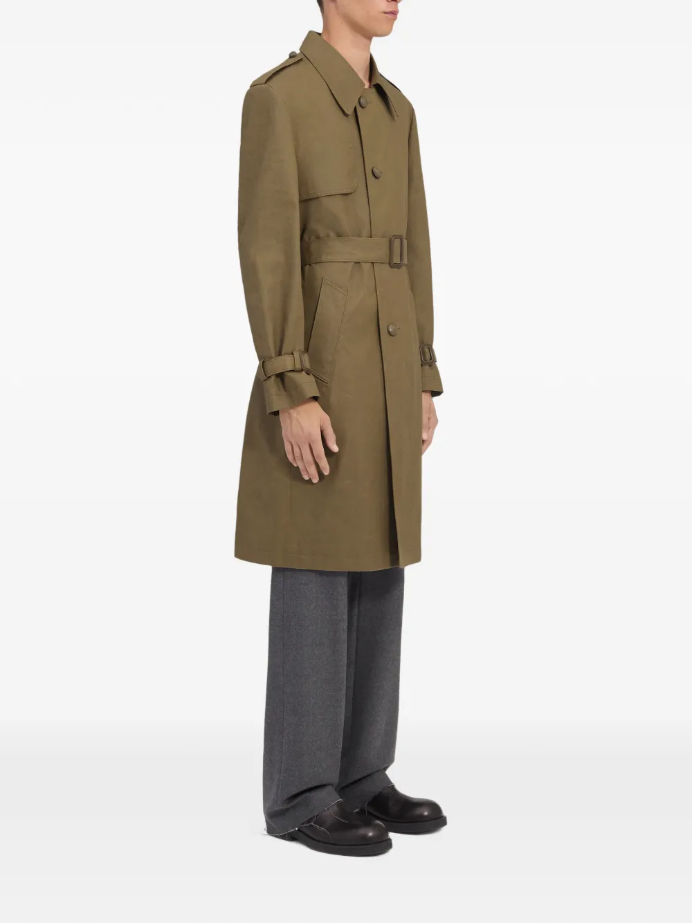 MM6 Maison Margiela Katoenen trenchcoat met verborgen sluiting Groen