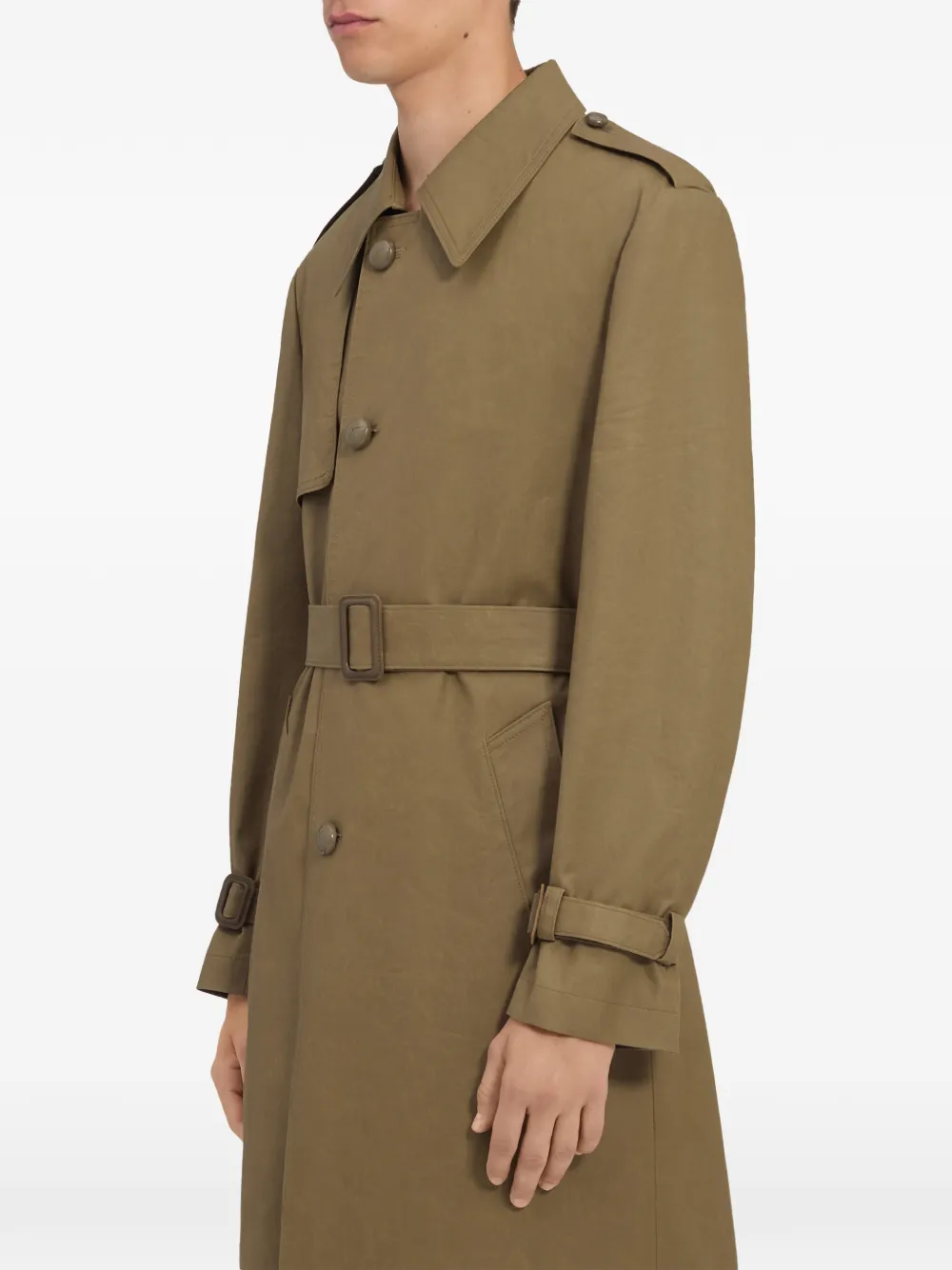 MM6 Maison Margiela Katoenen trenchcoat met verborgen sluiting Groen