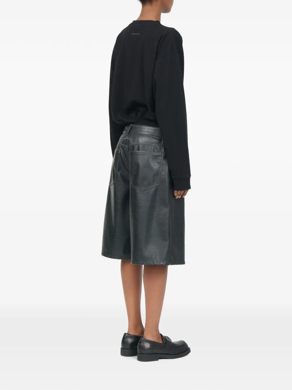 MM6 Maison Margiela Shorts van imitatieleer Zwart