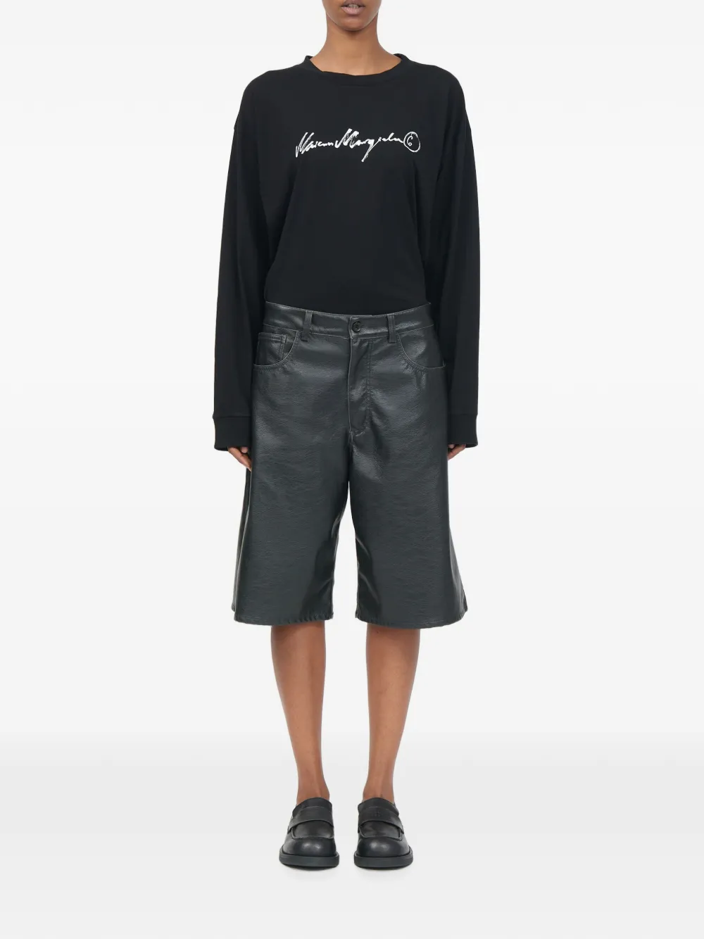 MM6 Maison Margiela Shorts van imitatieleer Zwart