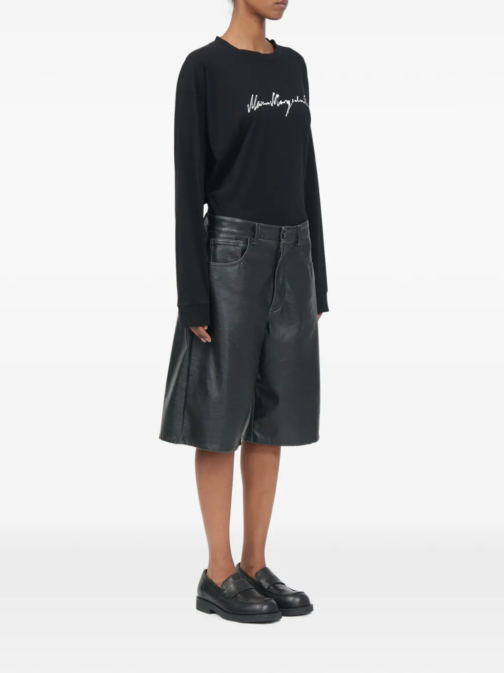 MM6 Maison Margiela Shorts van imitatieleer Zwart