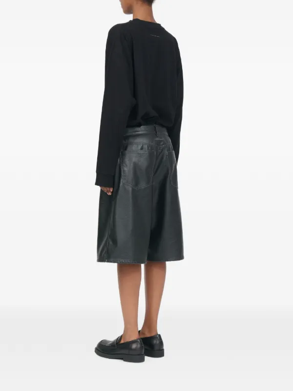 MM6 Maison Margiela faux-leather knee-length Shorts | Black