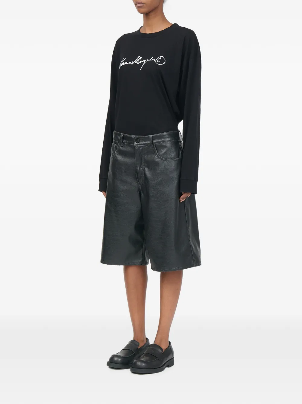 MM6 Maison Margiela Shorts van imitatieleer Zwart